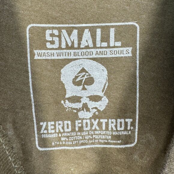Zero Foxtrot T Shirt Mens Size Small Green Short Sleeve With His Bare Hands - Picture 7 of 8